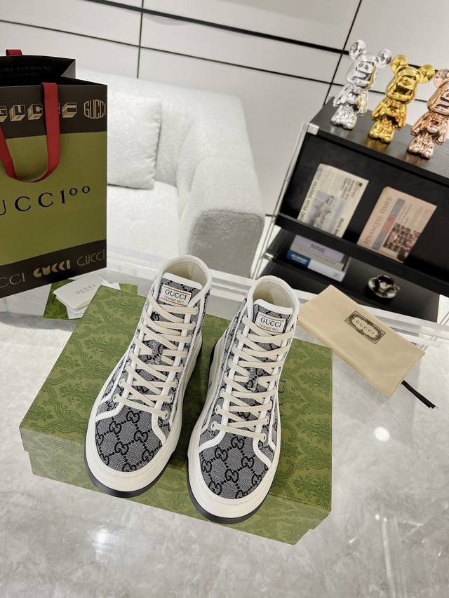 Gucci 23Ss 1977休闲厚底帆布鞋 原版顶级货 细节无敌 底5Cm 码数:35-40